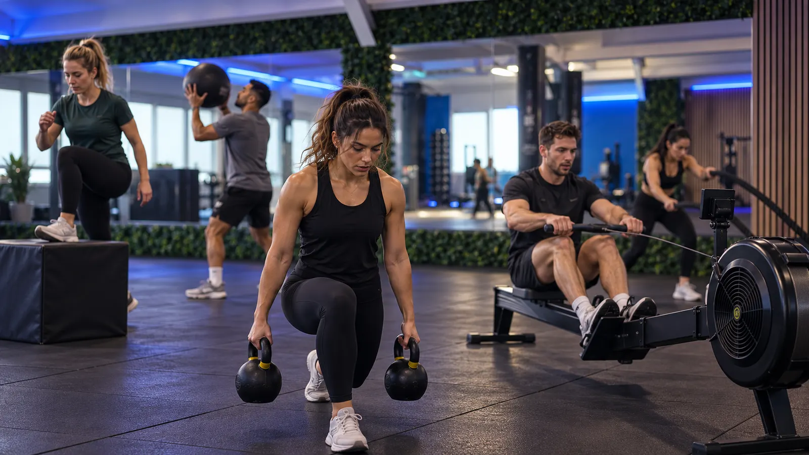 Ultra-Hybrid groepsles met kettlebells en roeimachines bij UltraGym Hardenberg