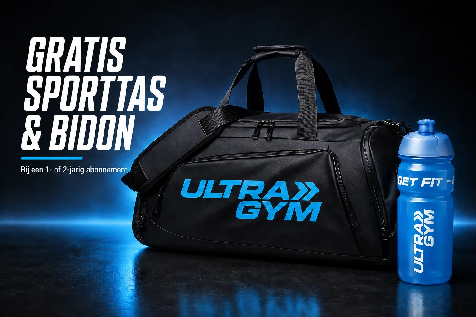 Gratis sporttas en bidon bij een 1- of 2-jarig abonnement bij UltraGym